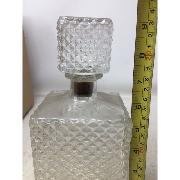 Vintage Clear Glass Decanter with Diamond Cut Pattern - Picture 8 of 8